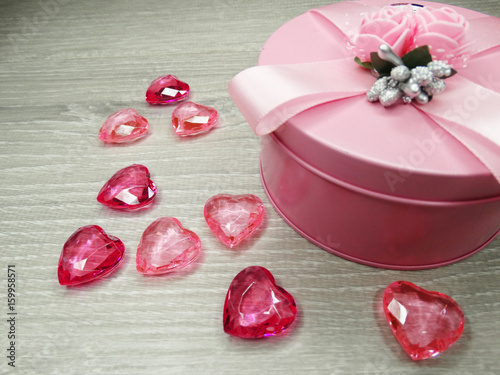 Fototapeta Naklejka Na Ścianę i Meble -  valentine's day composition of gift boxes and hearts