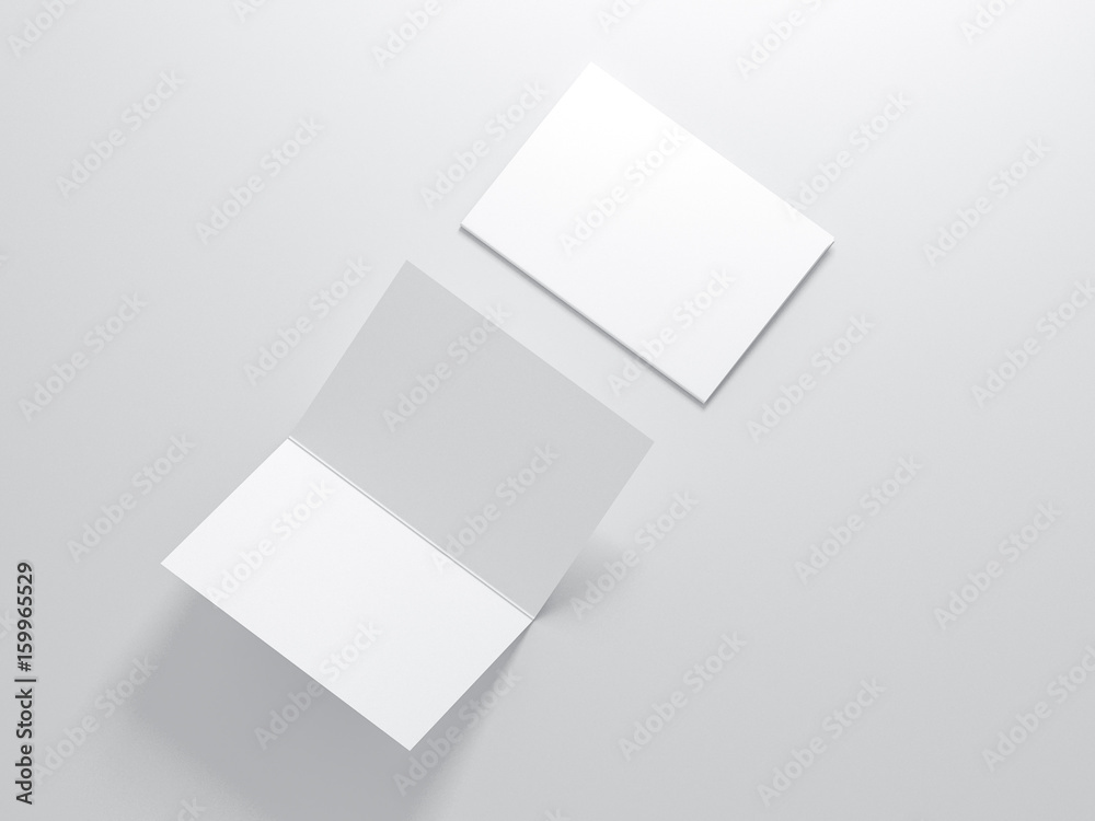 Opened and closed leaflet or invitation Mockup, 3d rendering Opened and closed leaflet or invitation Mockup, 3d rendering