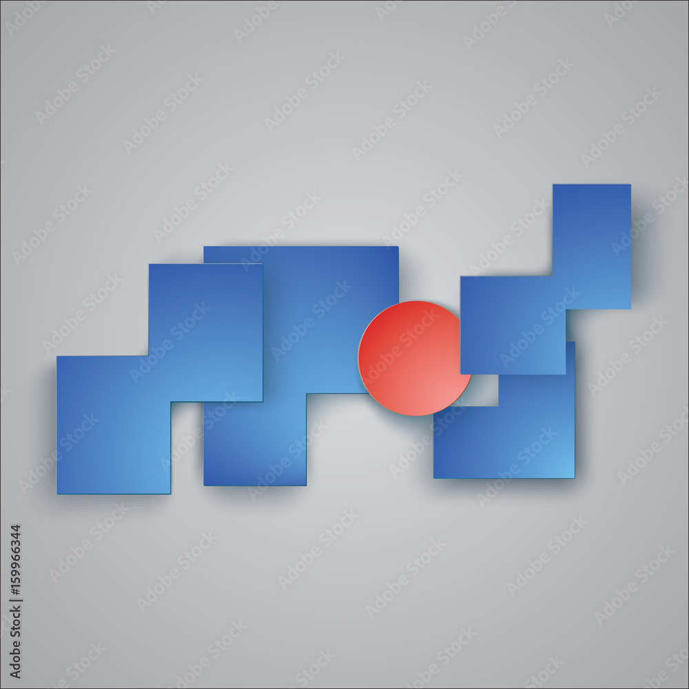 Polygons cut from color paper. Red circle, as an individuality among other figures. Polygons cut from color paper. Red circle, as an individuality among other figures.