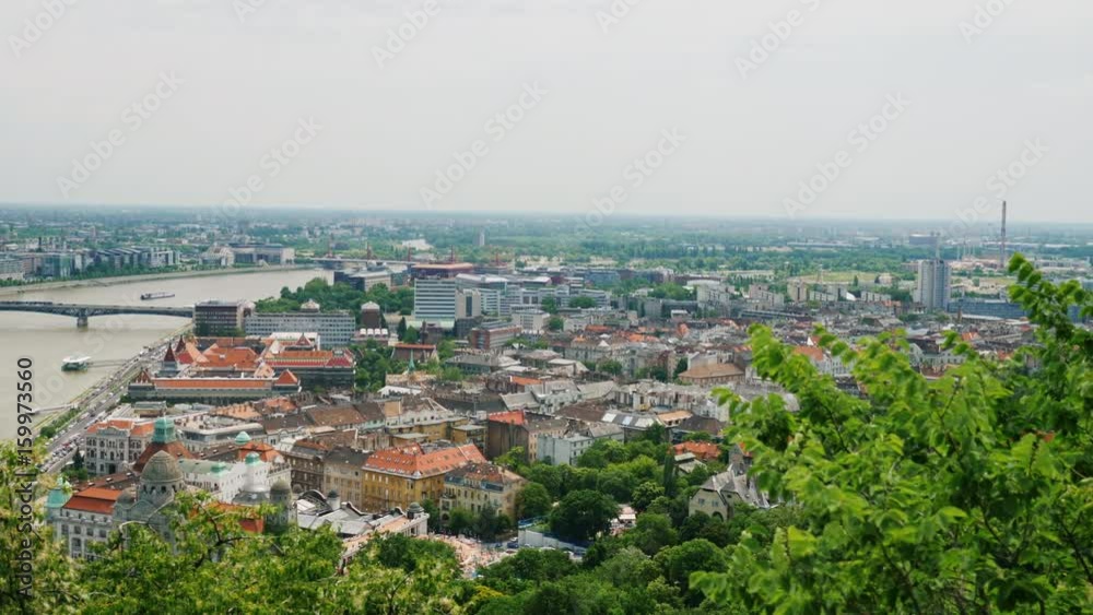 Pan shot: Panorama of the city of Budapest, Hungary. One of the most beautiful cities in Europe Pan shot: Panorama of the city of Budapest, Hungary. One of the most beautiful cities in Europe