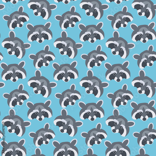 Seamless vector pattern with raccoons