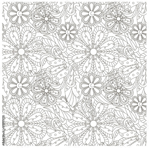 Seamless floral monochrome pattern stock vector illustration