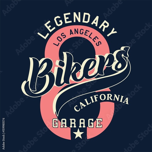 Design alphabet and numbers legendary los angeles bikers california for t-shirts