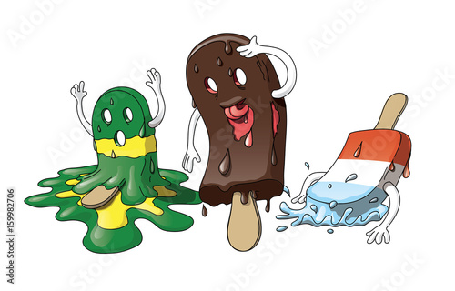 Melting tasty ice cream, it is hot Summer, it is icepocalypse