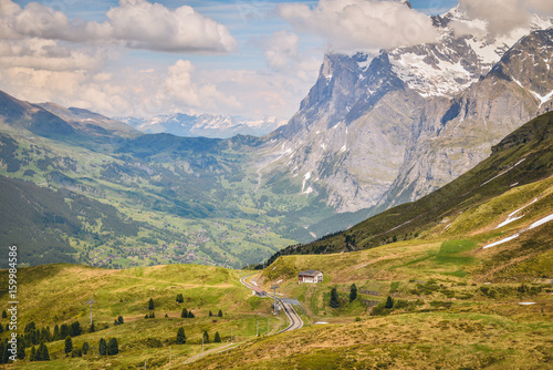 Grindelwald village, beautiful landscape in june, mountain scenery, Switzerland
