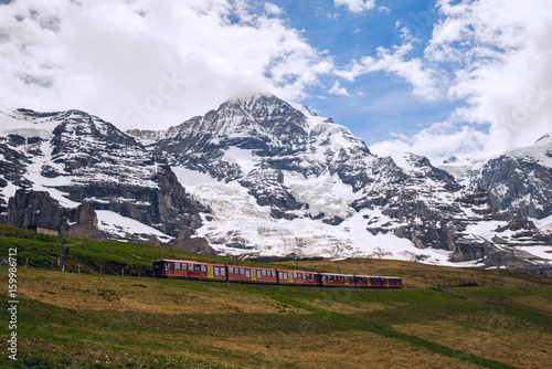 Swiss mountain train crossed Alps