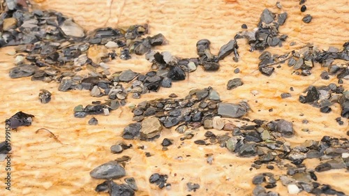 Travertine Terraces. Mineral Water Flows Naturally From a Spring in the Mountains. Beautiful Nature. Mineral Springs Macro.
