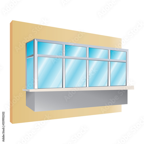 glazing of balconies icon, vector illustration
