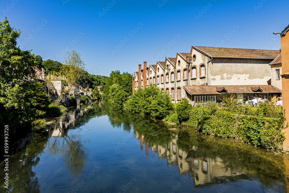  typical small village L-Isle-sur-le-Doubs in France with river Doubs