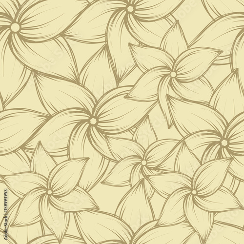 Simple seamless summer background with exotic flowers, vector illustration.
