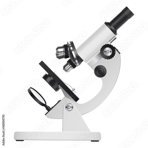 Microscope. Medicine and health. Realistic isolated object on white background. Vector .