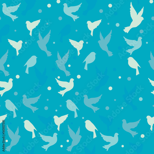 Birds and flowers seamless pattern. Spring birds seamless pattern colorful texture 