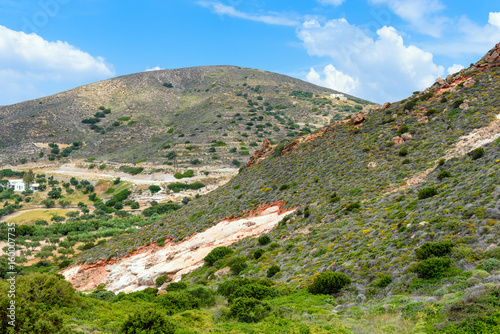 Beautiful mountain landscape in north western part of Milos island. Cyclades, Greece