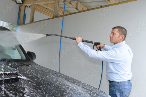 cleaning the car