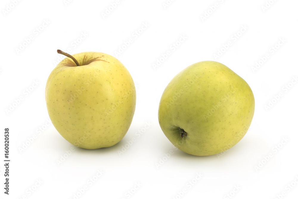 Green apples on a white background