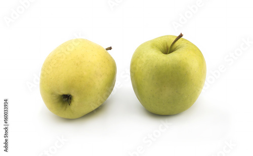 Green apple golden on white background