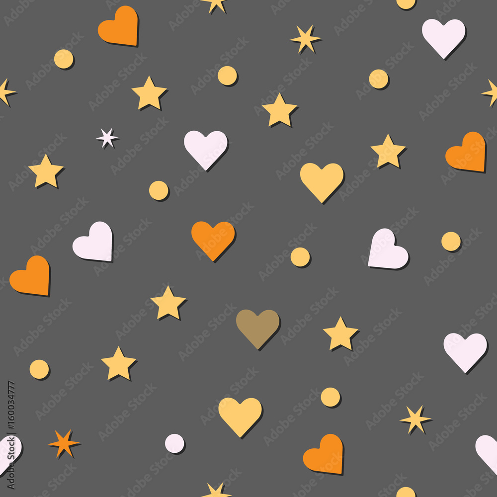 Seamless pattern with heart, dot and star. Vector repeating texture. Seamless pattern with heart, dot and star. Vector repeating texture.