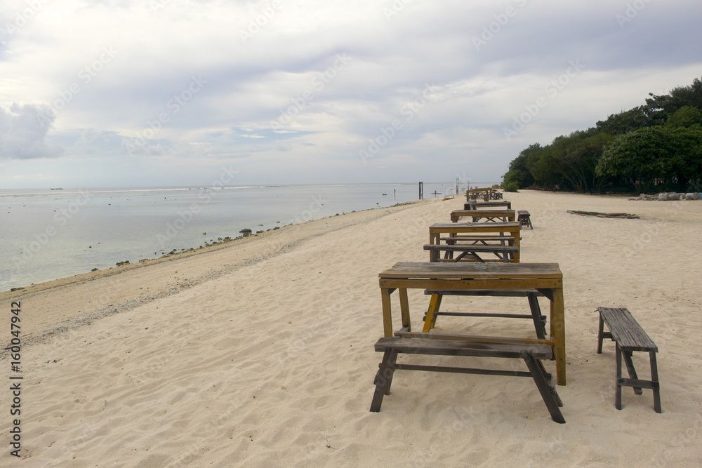 Fototapeta premium One of the Beach seating area at Gili Trawangan Indonesia to enjoy the sunset.