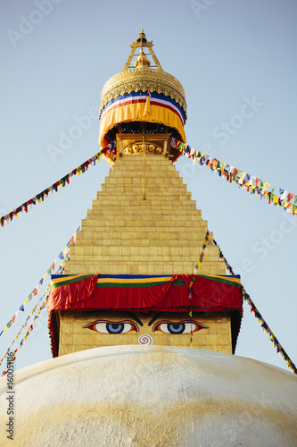 Boundhanath stupa eyes, Kathmandu, Nepal.