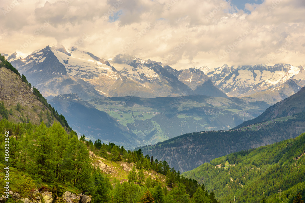 Scenic view of the swiss alps near the italian border.