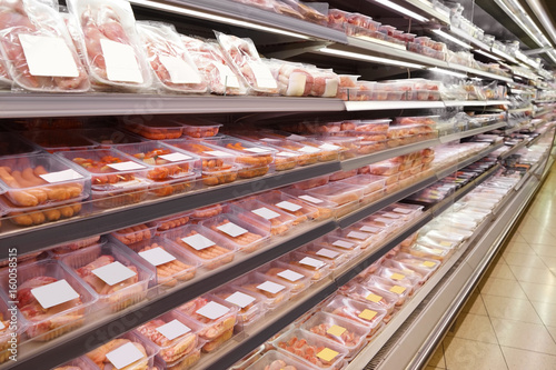 Fotografie Fresh meat products in butcher shop