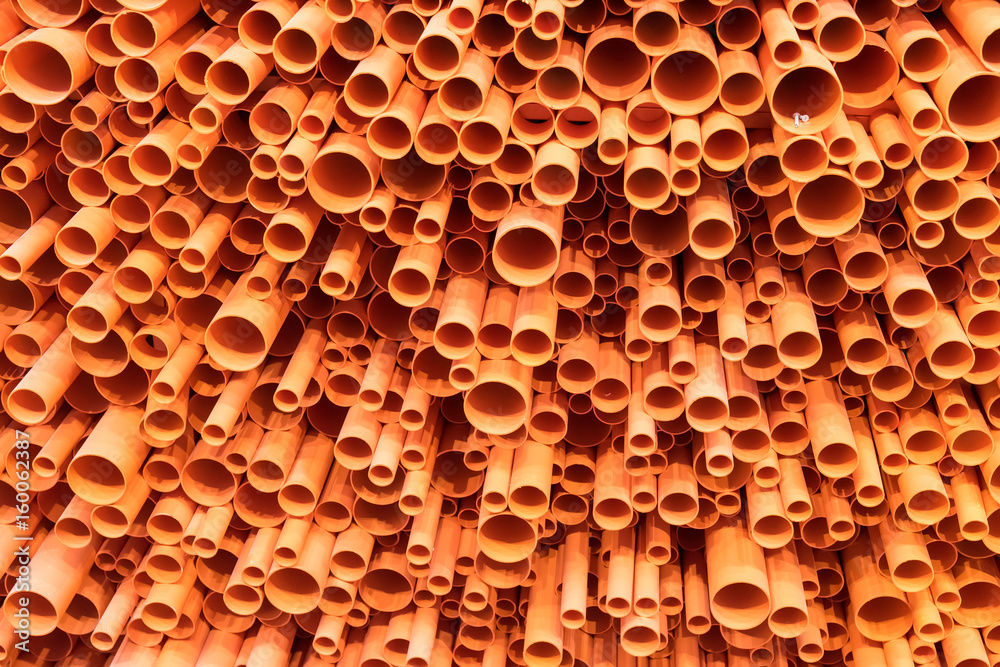 PVC pipes stacked in construction site PVC pipes stacked in construction site