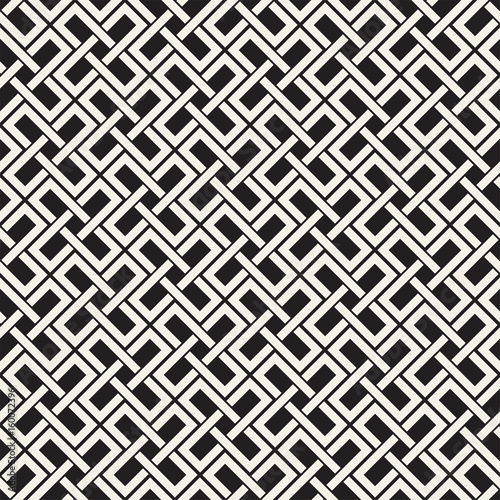 Seamless black and white cross lattice pattern. Abstract geometric tiling mosaic. Stylish background design