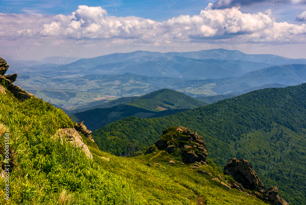 Fototapeta premium hill side with boulders in Carpathian mountains