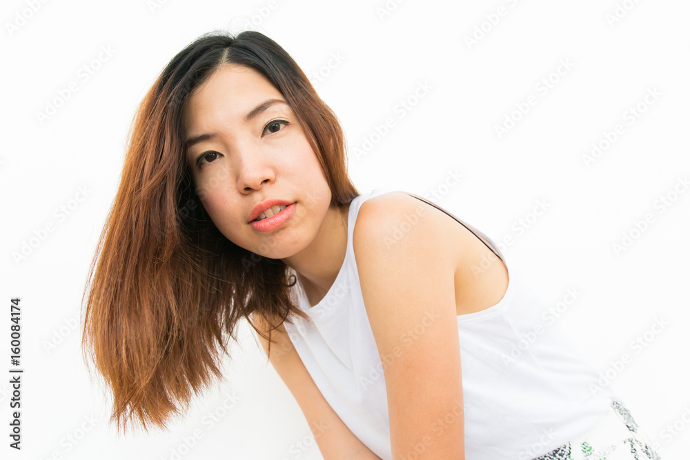 asian girl with white background asian girl with white background