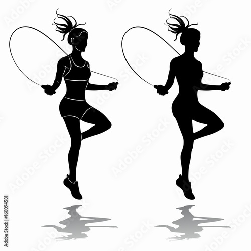 silhouette of a woman jumping over a rope, vector draw