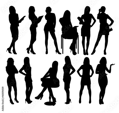 Business People and Secretary Silhouettes, art vector design