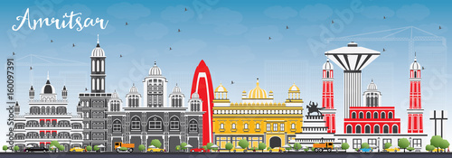Amritsar Skyline with Gray Buildings and Blue Sky.