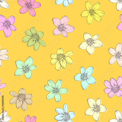 Colorful flowers seamless background. © Narin