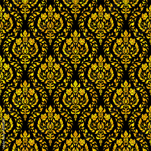 Thai floral motif seamless background.