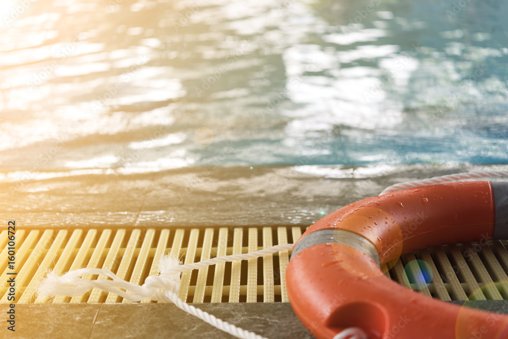 Fototapeta premium tire floating on swiming pool