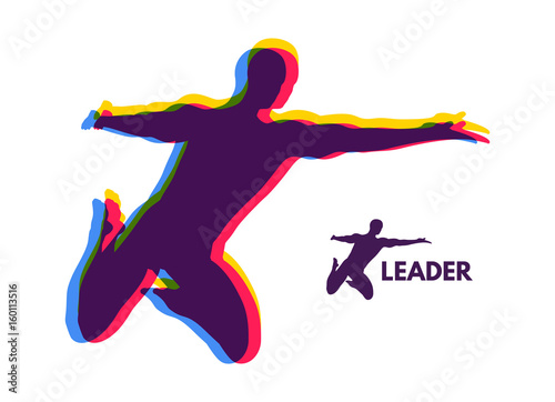 Leadership concept. Personal and Career Growth. Start Up Business Concept. Beginning of Business Ideas. Silhouettes of men. Vector Illustration.