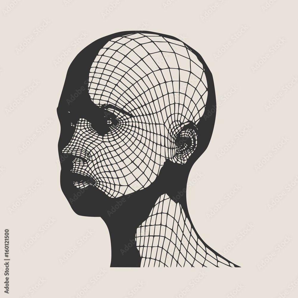 Head of the person from a 3d Grid. Human head wire model. 3D geometric face  design. Polygonal covering skin. Stock Vector | Adobe Stock