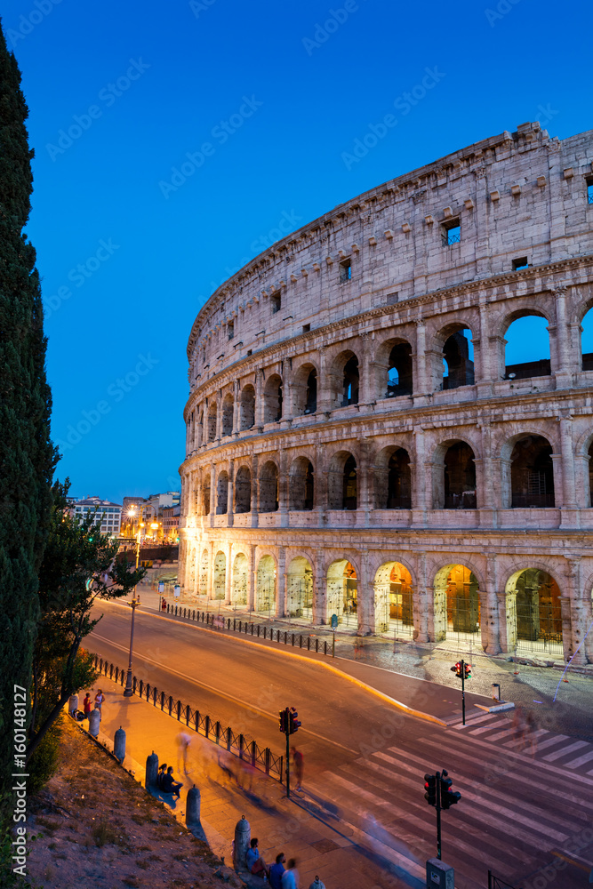 Night view of the Colosseum amphitheatre