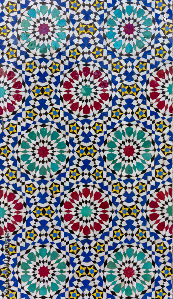 Detail of decoration of gate to the palace of king of Morocco in Fez, Morocco Detail of decoration of gate to the palace of king of Morocco in Fez, Morocco