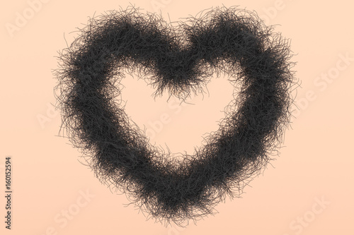 Heart Shape with black Hair as Symbol against the female Shave
