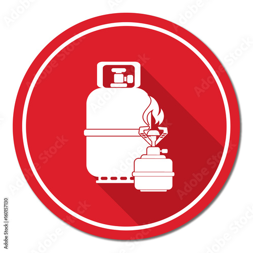 Camping stove with gas bottle icon vector
