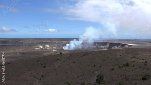 Active Kilauea volcano from the overlook of Jaggar Museum. Hawaii Big Island. photo