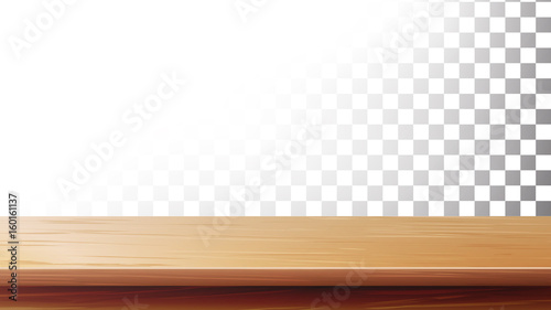 Wooden Table Top Vector. Isolated On Transparent Background