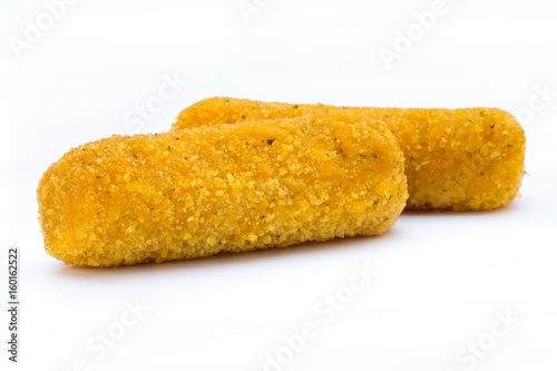 Fish fingers on the white background.