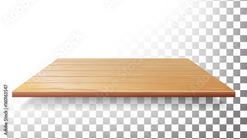 Wooden Table Top, Floor, Wall Shelf Vector. Realistic Wood Texture Isolated.