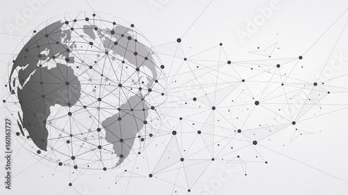 Global network connections with points and lines. Wireframe of n