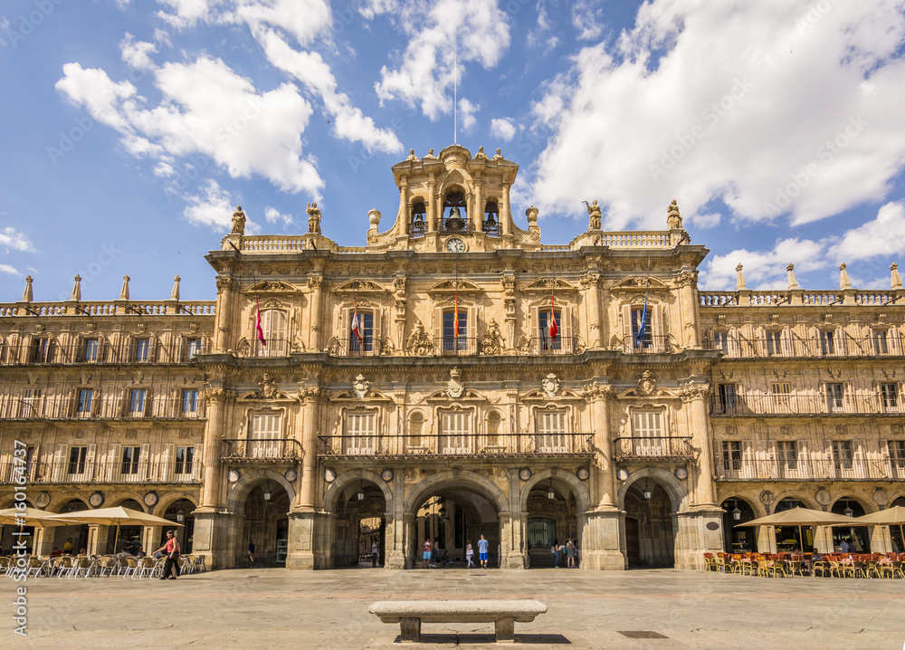 Plaza Mayor of Salamanca, Spain. Exterior image shot from public floor.