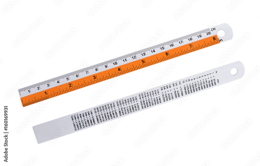 Stainless steel Ruler on White background Stainless steel Ruler on White background