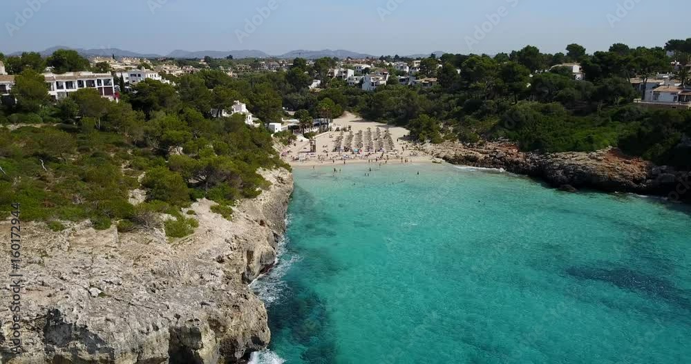 Aerial landscape of the beautiful bay of Cala Anguila with a wonderful turquoise sea, Porto Cristo, Majorca, Spain Aerial landscape of the beautiful bay of Cala Anguila with a wonderful turquoise sea, Porto Cristo, Majorca, Spain
