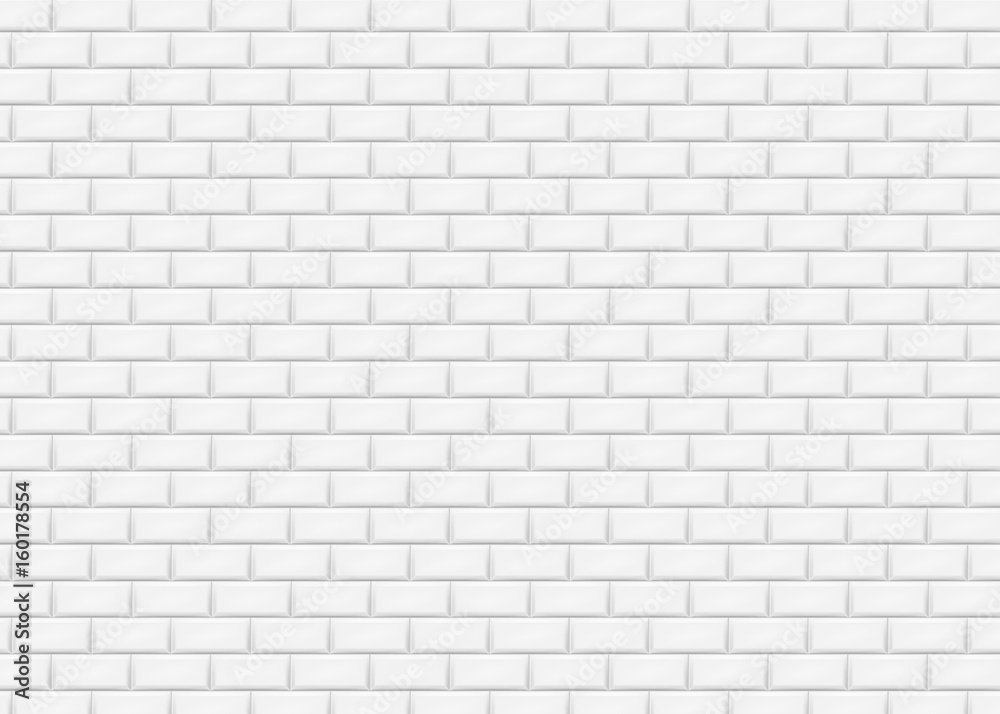 White brick wall in subway tile pattern. Vector illustration. - obrazy, fototapety, plakaty 